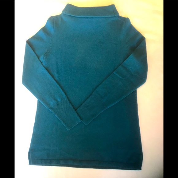 Talbots Extra Small Peacock Blue Cashmere Sweater with Softly Rolled Collar - Picture 4 of 7